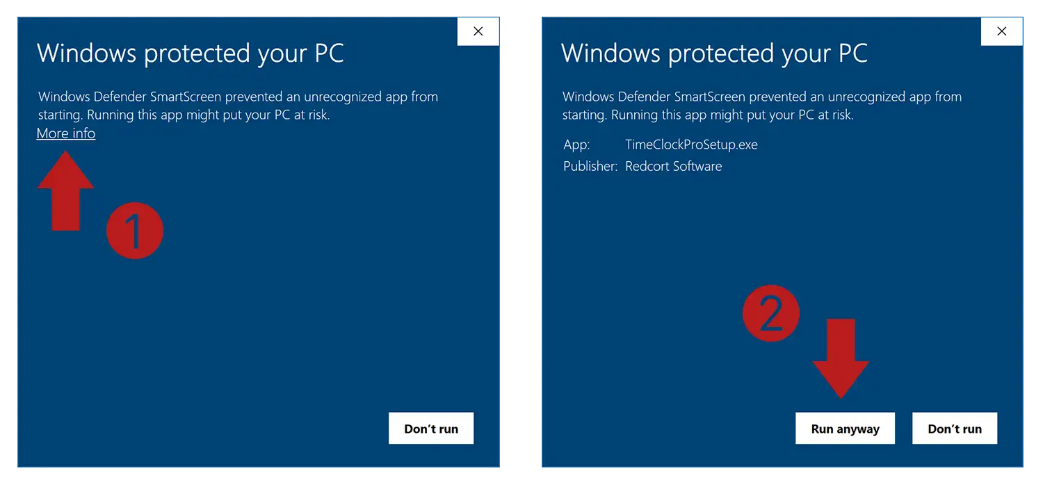 Screenshot of the Windows security warning